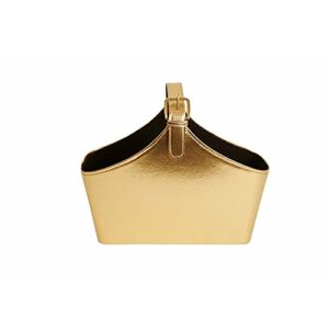 wald imports gold faux leather decorative storage organizer basket