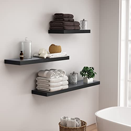 WELLAND 12" Deep Espresso Floating Shelf, Wall Shelf Display Floating Shelf, 35.43" L x 11.81" D x 2" T, Deeper Than Others, Espresso