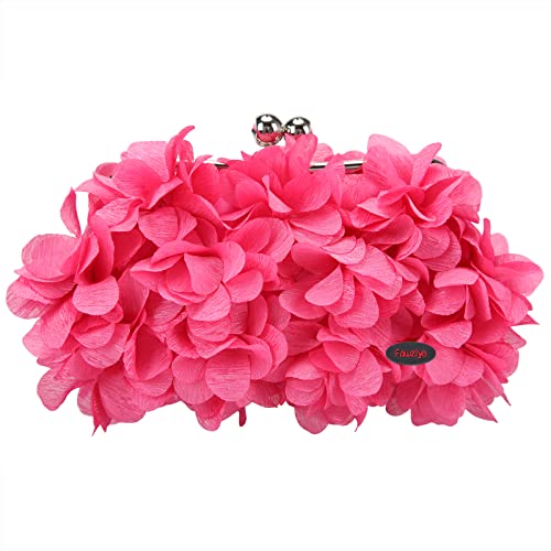 Fawziya Floral Cutch Purses For Women Evening Bags And Clutches-Fuchsia