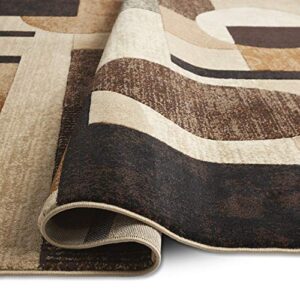 Home Dynamix Tribeca Jasmine Modern Area Rug, Abstract Brown/Beige 5'2"x7'2"