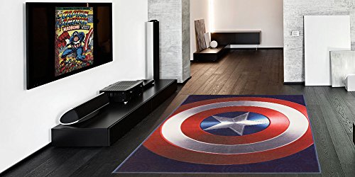 Gertmenian: Marvel Captain America Shield Rug HD Digital Bedding Area Rugs 54x78 inch, Large, Navy Blue