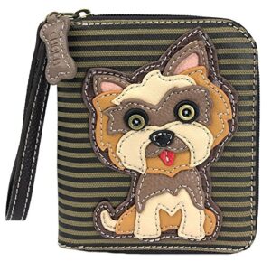 chala yorkshire terrier zip-around wristlet wallet – dog mom gift yorkie