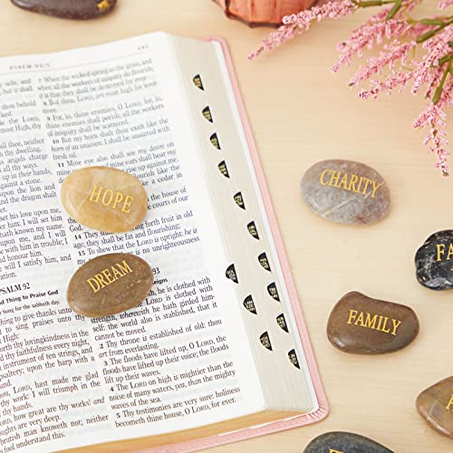 12 Pieces Inspirational Rocks with Words for Friends and Family, Engraved Motivational Stones for Encouragement Gifts, Home Decor