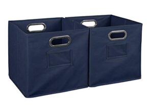 cheer home storage set of 2 foldable fabric cube storage bins- navy blue