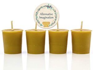 alternative imagination premium 100% pure, natural beeswax votive candles – pack of 4