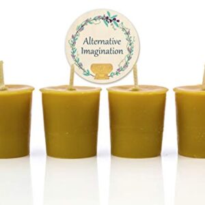 Alternative Imagination Premium 100% Pure, Natural Beeswax Votive Candles - Pack of 4