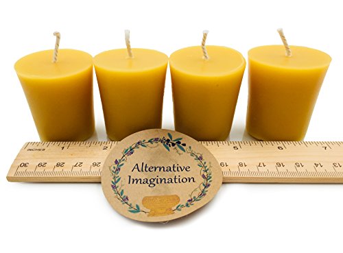 Alternative Imagination Premium 100% Pure, Natural Beeswax Votive Candles - Pack of 4