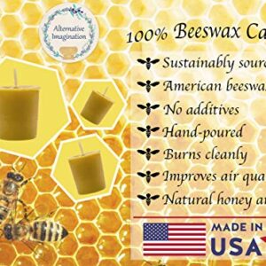 Alternative Imagination Premium 100% Pure, Natural Beeswax Votive Candles - Pack of 4