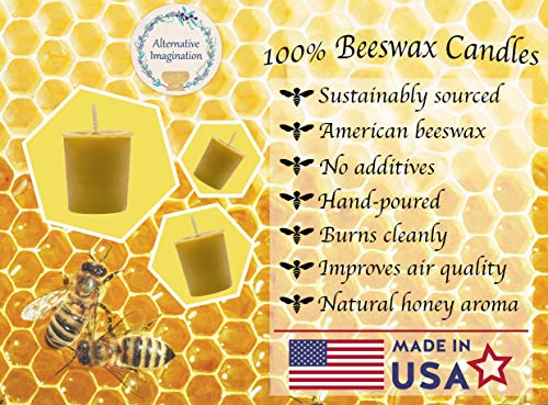 Alternative Imagination Premium 100% Pure, Natural Beeswax Votive Candles - Pack of 4