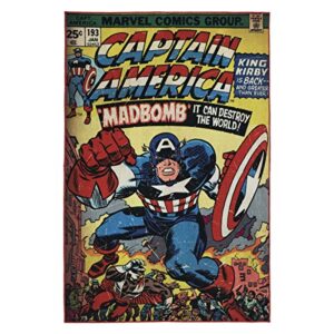 gertmenian: marvel hd digital retro collection comic vol 1 193 classic captain america bedding area rug 54×78 inch, large, blue