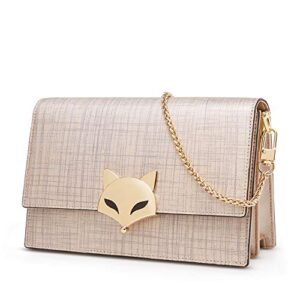 Small Leather Crossbody Bags for Women, Genuine Leather Mini Ladies Shoulder Purses with Metal Chain Strap Women's Fashion Messenger Satchels Girls Elegant Clutch Womens Casual Cross Body Bags (Gold)