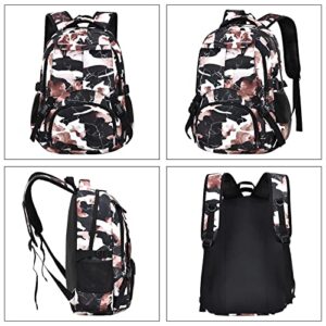 Camo School Backpack for Campus Camping Travel Hiking (Camo Brown)