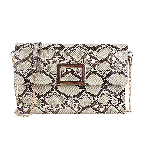 Ayliss Women's Snakeskin Bag Handbag Shoulder Clutch Purse Evening Bag PU Leather Crossbody Bag Chain Strap