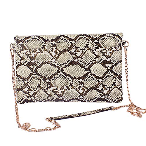 Ayliss Women's Snakeskin Bag Handbag Shoulder Clutch Purse Evening Bag PU Leather Crossbody Bag Chain Strap