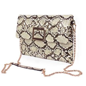 Ayliss Women's Snakeskin Bag Handbag Shoulder Clutch Purse Evening Bag PU Leather Crossbody Bag Chain Strap