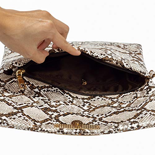 Ayliss Women's Snakeskin Bag Handbag Shoulder Clutch Purse Evening Bag PU Leather Crossbody Bag Chain Strap