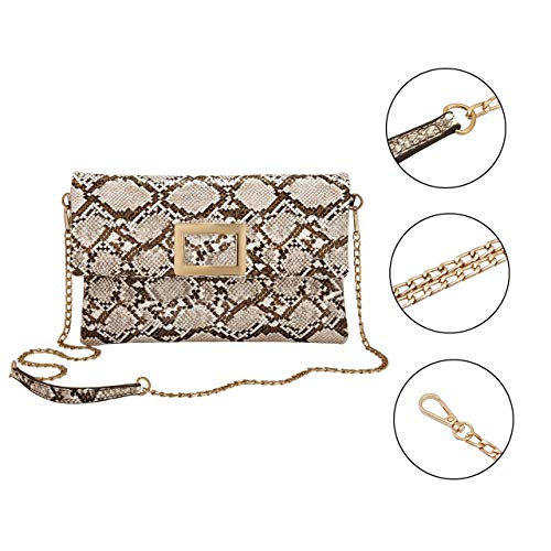 Ayliss Women's Snakeskin Bag Handbag Shoulder Clutch Purse Evening Bag PU Leather Crossbody Bag Chain Strap