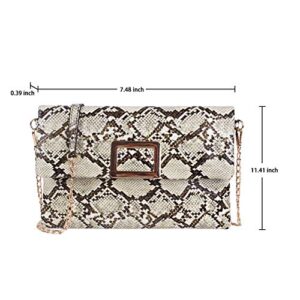 Ayliss Women's Snakeskin Bag Handbag Shoulder Clutch Purse Evening Bag PU Leather Crossbody Bag Chain Strap