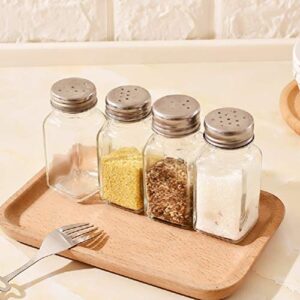 Tebery 16 Pack Clear Salt and Pepper Shakers Glass Set, Retro Style Glass Spice Shakers with Stainless Tops