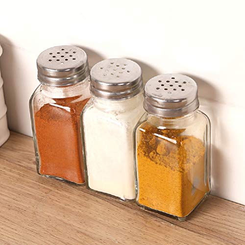 Tebery 16 Pack Clear Salt and Pepper Shakers Glass Set, Retro Style Glass Spice Shakers with Stainless Tops