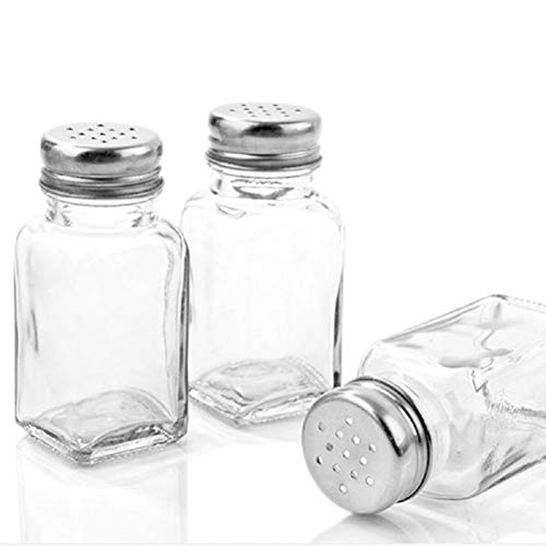 Tebery 16 Pack Clear Salt and Pepper Shakers Glass Set, Retro Style Glass Spice Shakers with Stainless Tops