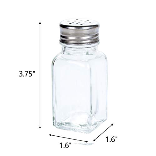 Tebery 16 Pack Clear Salt and Pepper Shakers Glass Set, Retro Style Glass Spice Shakers with Stainless Tops