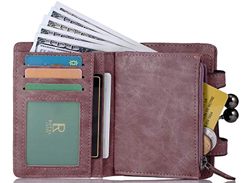 Fanaztee Women's Small Leather Fashion Compact Bifold Purse Wallet with Stylish Kiss Lock Coin Pouch