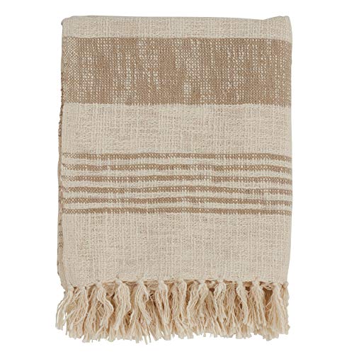 Striped Cotton Throw with Tasseled Trim