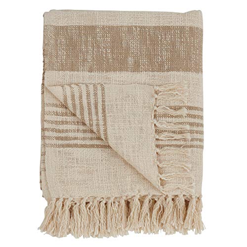 Striped Cotton Throw with Tasseled Trim