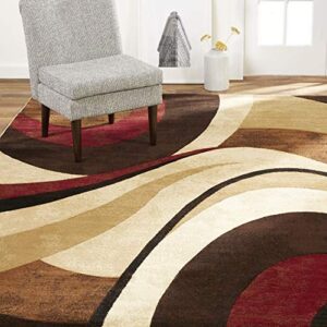 home dynamix tribeca slade modern area rug, abstract brown/red 39″x55″