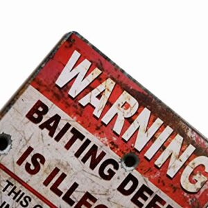 ERLOOD Warning Baiting Deer is Illegal Metal Tin Sign, Tin Signs Vintage Coffee Wall Coffee & Bar Decor,Size 12 X 8
