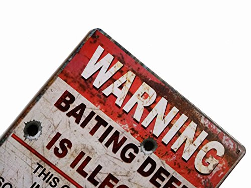 ERLOOD Warning Baiting Deer is Illegal Metal Tin Sign, Tin Signs Vintage Coffee Wall Coffee & Bar Decor,Size 12 X 8