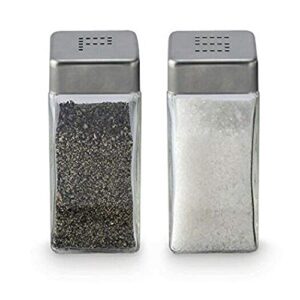 cuisinox stainless steel and glass salt and pepper shakers, set of 2, each 3.75″ x 1.75″