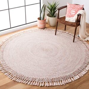 safavieh sahara collection 3′ round pink sah490u handmade boho tassel area rug