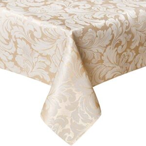 Lahome Elegant Damask Jacquard Tablecloth - Polyester Fabric Spillproof Water Resistant Washable Table Cover for Kitchen Dining Room Wedding Party Home Decor (Beige, Rectangle - 60" x 120")