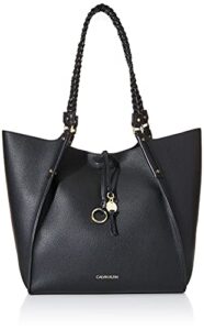 calvin klein shelly rocky road novelty large tote, black/gold