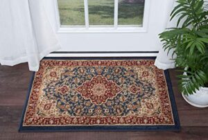 kirsten traditional oriental navy scatter mat rug, 2′ x 3′
