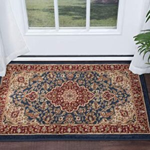 Kirsten Traditional Oriental Navy Scatter Mat Rug, 2' x 3'