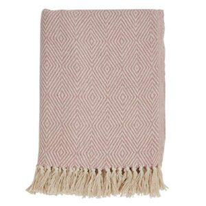 saro lifestyle sevan collection soft cotton diamond weave throw, pink