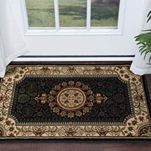 Jayden Traditional Oriental Black Scatter Mat Rug, 2' x 3'