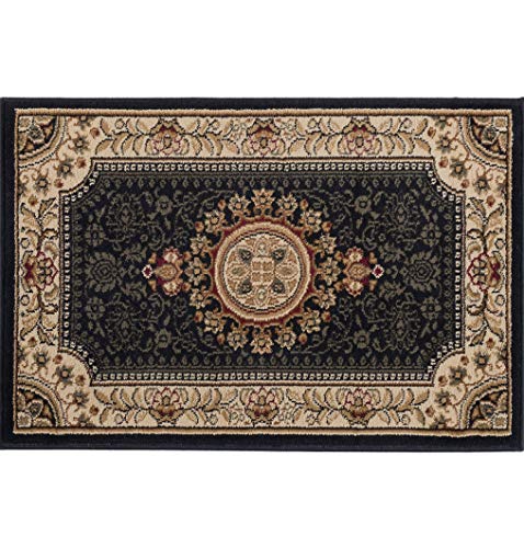 Jayden Traditional Oriental Black Scatter Mat Rug, 2' x 3'