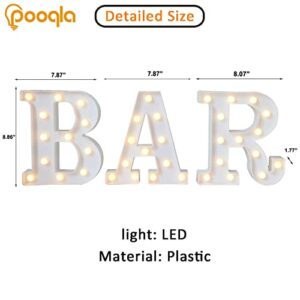 BAR - Illuminated Marquee Bar Sign - Lighted LED Marquee Word Sign - Pre-Lit Pub Bar Sign Light Battery Operated (23.03-in x 8.66-in)