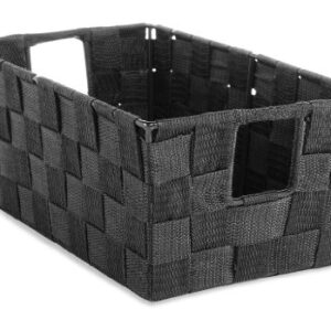 Whitmor 6581-2712-BLK Woven Strap Small Shelf Tote Black