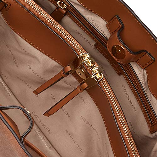 Calvin Klein Sophia Micro Pebble Leather Satchel, Caramel