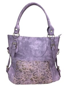 zzfab laser cut hobo bag double handles big purple purse
