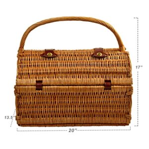 Picnic at Ascot Yorkshire Willow Picnic Basket with Service for 4 with Blanket and Coffee Set