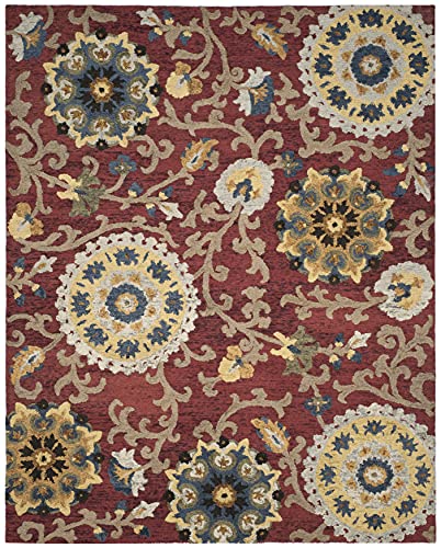 SAFAVIEH Blossom Collection 10' x 14' Red / Multi BLM401C Handmade Premium Wool Area Rug