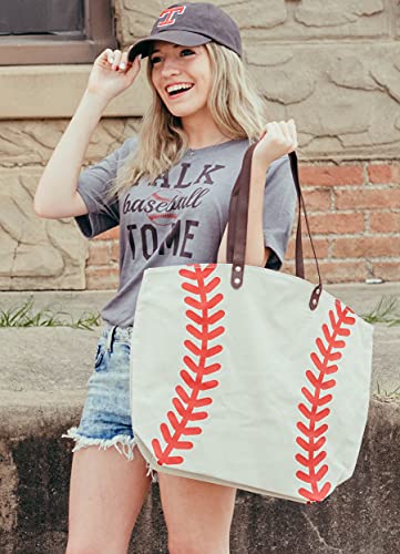 Cocomo Soul Baseball Canvas Tote Bag Handbag Large Oversize Shopping Bag Travel Bag Baseball Purse Sports Bag 20 x 17 Inches