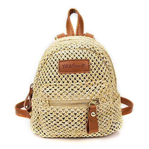 Yulia Basanti Mini Straw Purse Tiny Backpack For Women and Girls Lightweight and Fashionable