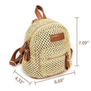 Yulia Basanti Mini Straw Purse Tiny Backpack For Women and Girls Lightweight and Fashionable